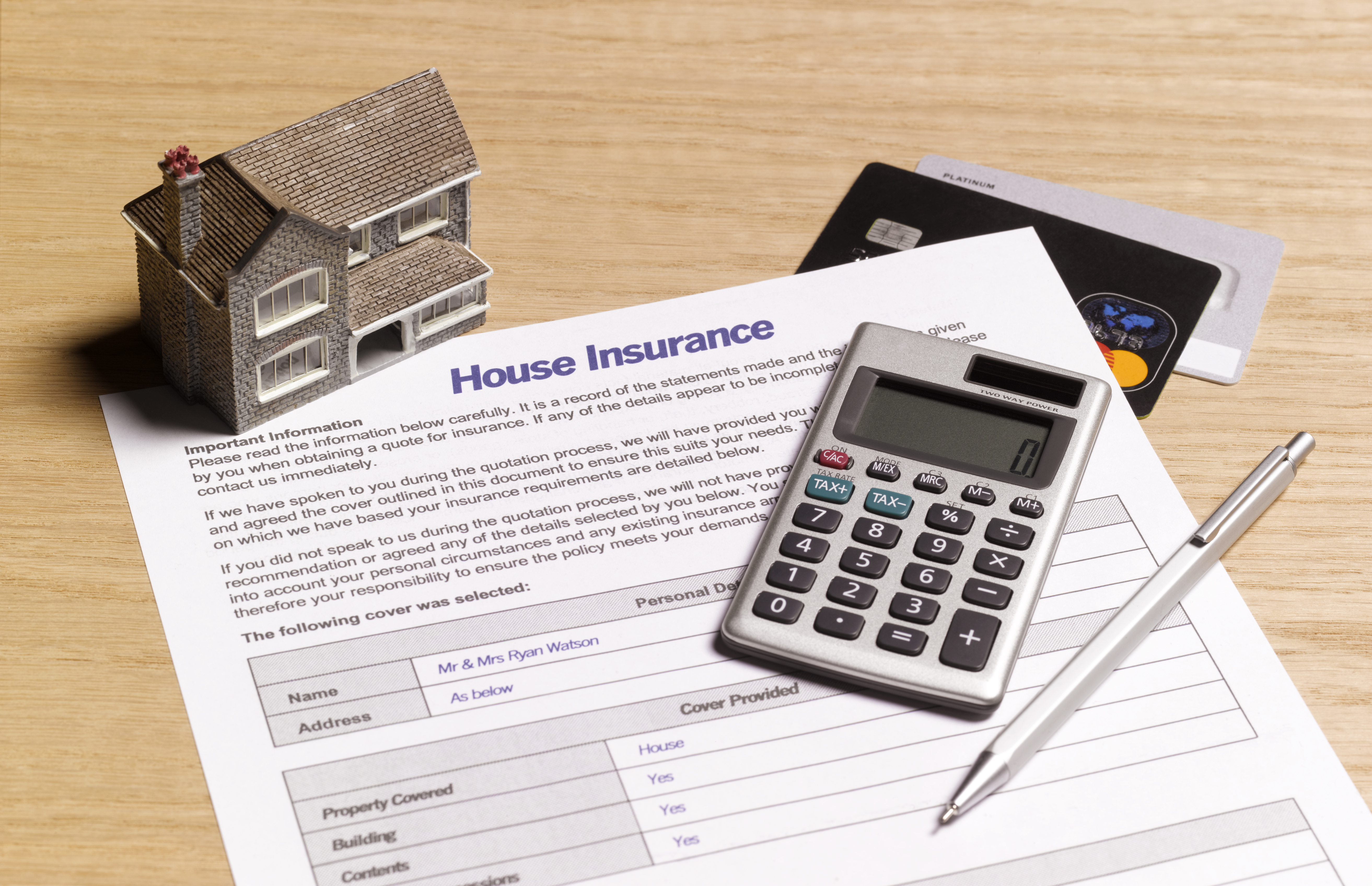 House insurance paperwork